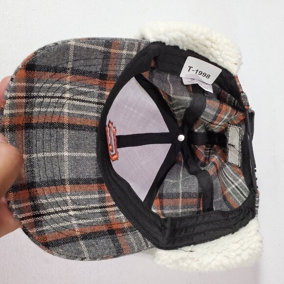 San Francisco Giants Men Trapper Hat One Size Gray Snap Back Plaid Sherpa Wool - Picture 4 of 7